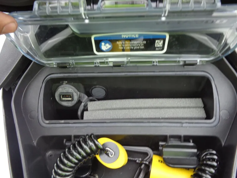 Slide: The Image of 2023 Sea-Doo FishPro Sport 170 iDF iBR storage compartment with USB port. - 12