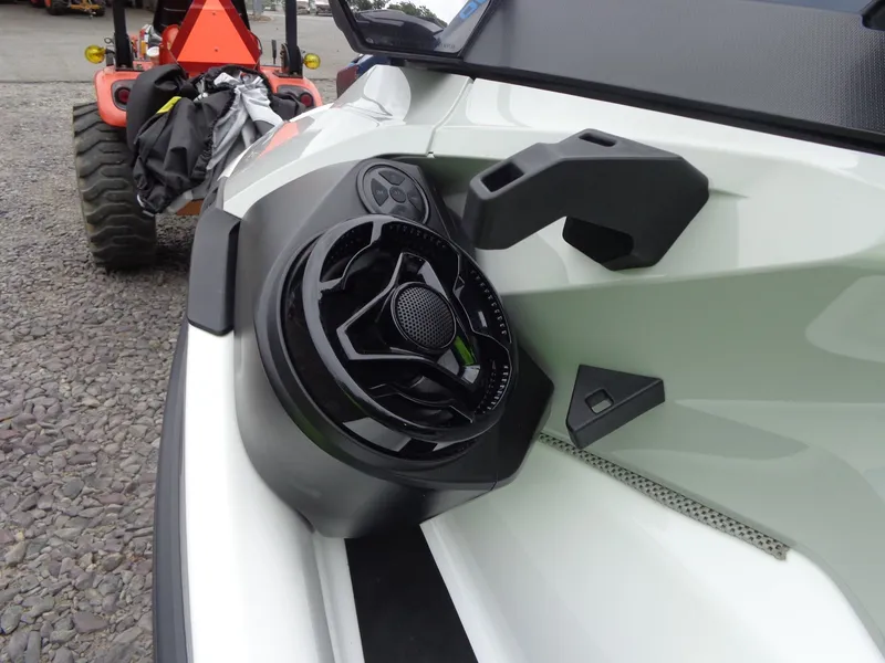 Slide: The Image of 2023 Sea-Doo FishPro Sport 170 with sound system, close-up view. - 7