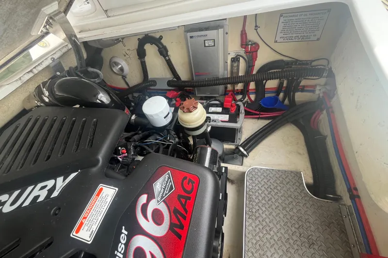 Slide: The Image of Engine compartment of a 2006 Formula 330 Sun Sport boat with MerCruiser 496 MAG engine. - 17