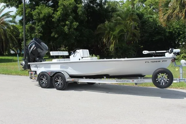 The Image of 2019 Beavertail Lightning Skiff on trailer, side view. - 1