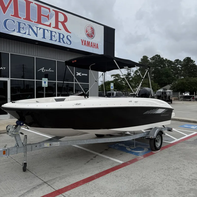 Slide: The Image of 2025 Bayliner E18LE boat on trailer at Premier Center. - 20