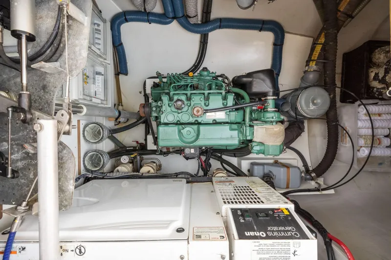 Slide: The Image of Engine room of 2019 Fountaine Pajot 47 catamaran with Cummins Onan generator. - 67