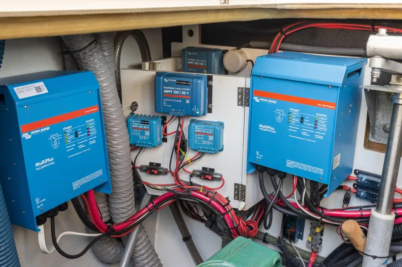 Slide: The Image of Electrical system of a 2019 Fountaine Pajot 47 catamaran with Victron Energy components. - 75