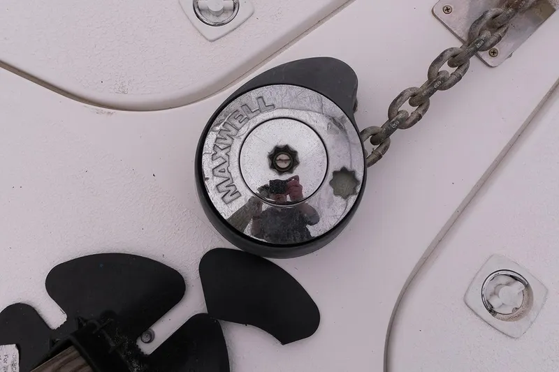 Slide: The Image of Maxwell anchor windlass on 2000 Carver 350 Mariner boat deck. - 38