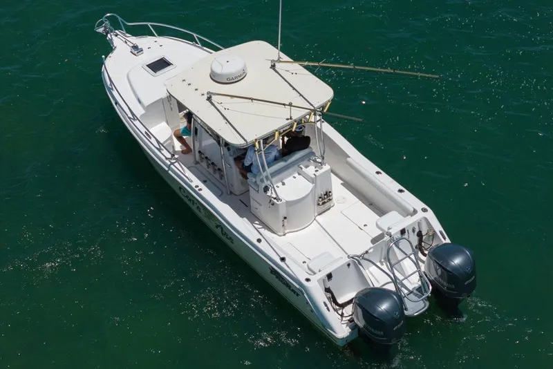 Slide: The Image of 2007 ProKat 2860 Center Console boat on clear water, aerial view. - 20
