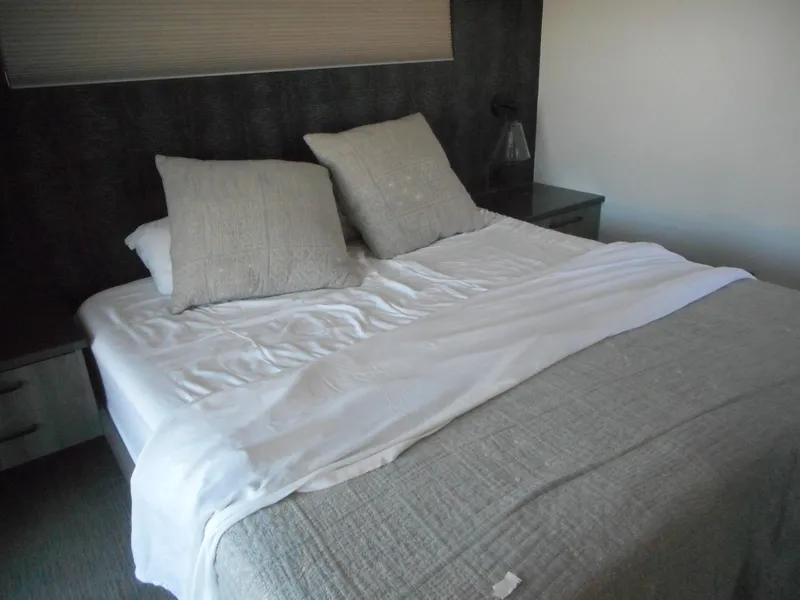 Slide: The Image of Cozy bed with gray bedding in Adonia Obsession Trip #12, 2021 model. - 30