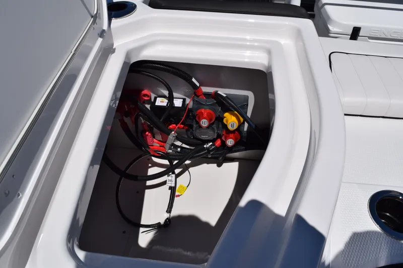 Slide: The Image of Battery compartment of Yamaha 255 FSH Sport H boat, model 2026. - 29