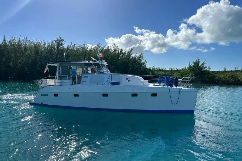 The Image of 2003 Endeavour 44 TrawlerCat cruising on clear blue water under a sunny sky. - 1
