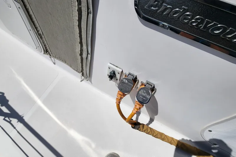 Slide: The Image of Power connections on 2003 Endeavour 44 TrawlerCat boat deck. - 59