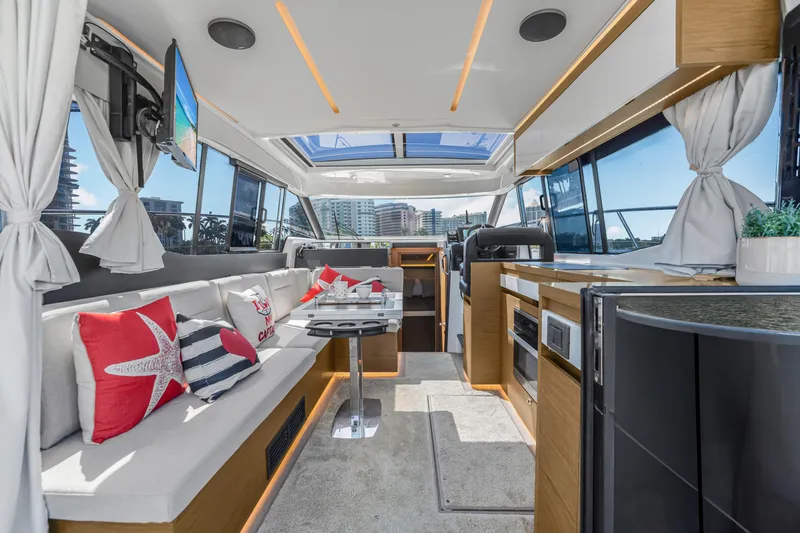 Slide: The Image of Interior of 2020 Jeanneau NC 37 yacht with modern design and comfortable seating. - 21