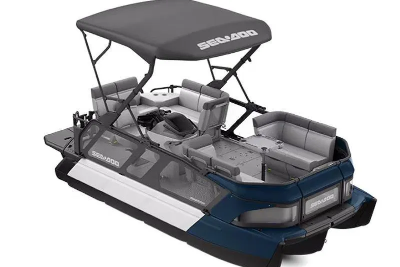 The Image of 2026 Sea-Doo Switch Cruise 18 pontoon boat with canopy and seating. - 0