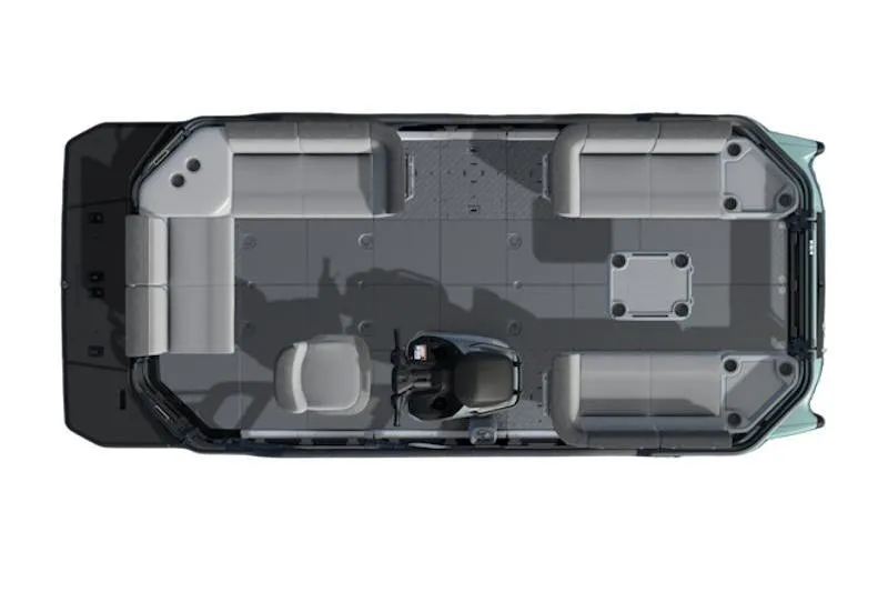 Slide: The Image of Top view of 2026 Sea-Doo Switch Cruise 18 pontoon boat interior layout. - 1