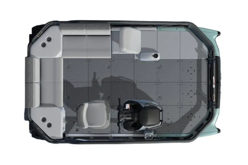 Slide: The Image of Top view of 2026 Sea-Doo Switch Sport Compact interior layout with seating and controls. - 2