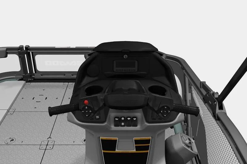 Slide: The Image of 2026 Sea-Doo Switch Sport Compact dashboard with steering controls and display panel. - 3