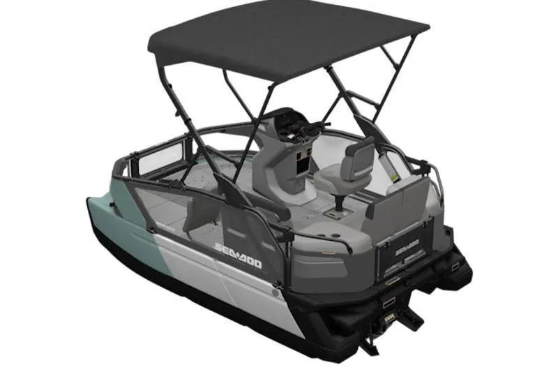 Slide: The Image of 2026 Sea-Doo Switch Sport Compact with canopy, showcasing modern design and functionality. - 4