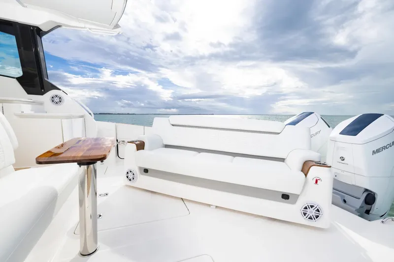 Slide: The Image of Manufacturer Provided Image: Luxurious 2026 Tiara Yachts 39 LE with elegant seating and dual Mercury engines. - 10