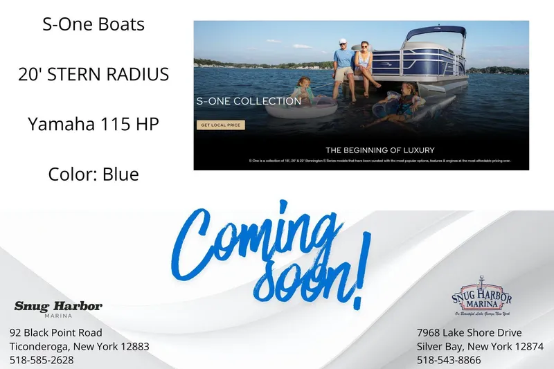 The Image of Bennington 20 S-One Quad Bench, blue, Yamaha 115 HP, coming soon at Snug Harbor Marina. - 0