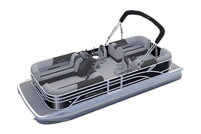 Slide: The Image of Manufacturer Provided Image: 2026 Bennington 20 S-One Quad Bench pontoon boat, sleek design, spacious seating. - 2