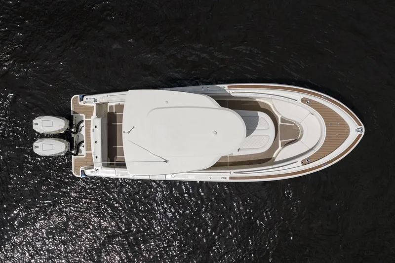 Slide: The Image of Aerial view of 2024 Chris-Craft Catalina 30 boat on water. - 8