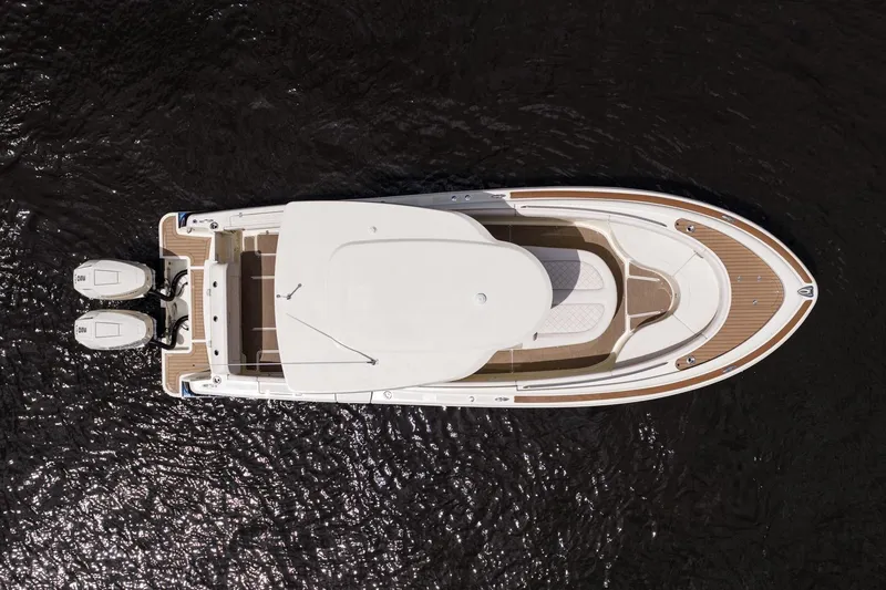 Slide: The Image of Overhead view of 2024 Chris-Craft Catalina 30 boat on water. - 9