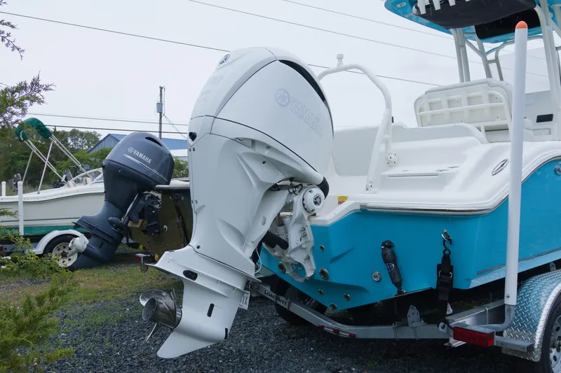 Slide: The Image of 2025 Key West 239 FS boat with Yamaha outboard motor on trailer. - 3