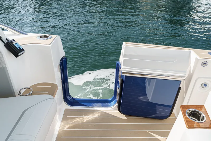 Slide: The Image of 2026 Tiara Yachts 43LE boat deck with open water access. - 29