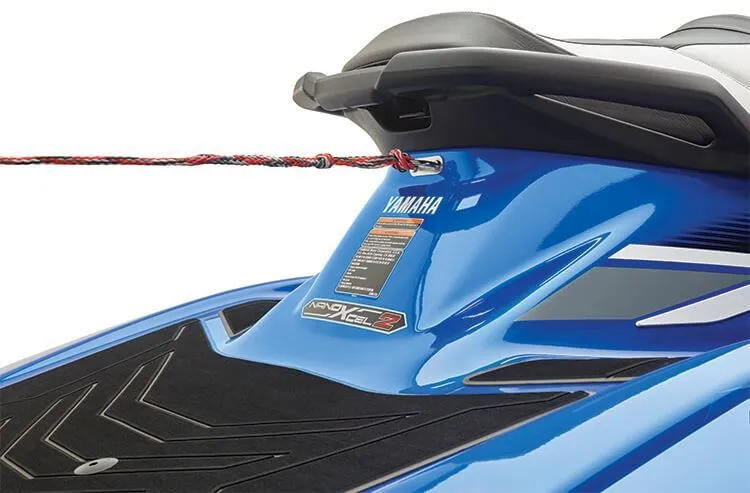 Slide: The Image of 2017 Yamaha GP 1800 jet ski in blue, rear close-up. - 3