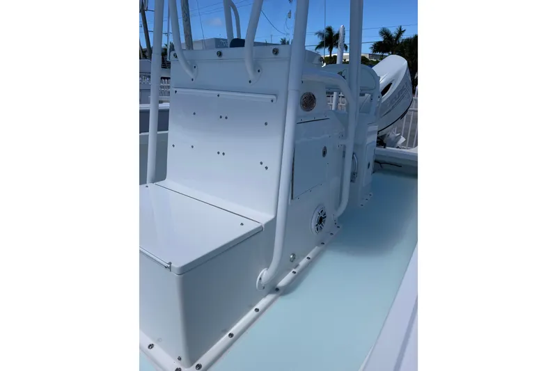 Slide: The Image of 2014 Albury Brothers 20 boat interior with seating and console details. - 6