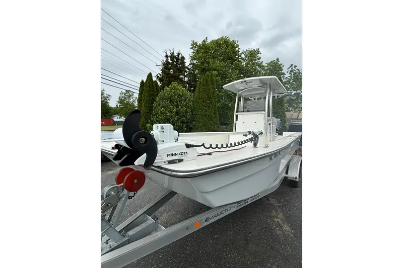 Slide: The Image of 2023 KenCraft 2460 Bayrider boat on trailer with Minn Kota trolling motor. - 10