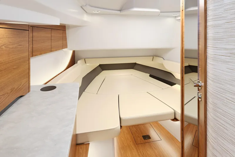 Slide: The Image of Manufacturer Provided Image: Luxurious interior of 2026 Tiara Yachts 35 LS, featuring elegant wood and leather finishes. - 3