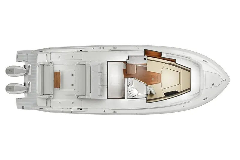 Slide: The Image of Manufacturer Provided Image: Top view of 2026 Tiara Yachts 35 LS luxury boat layout with twin engines. - 8