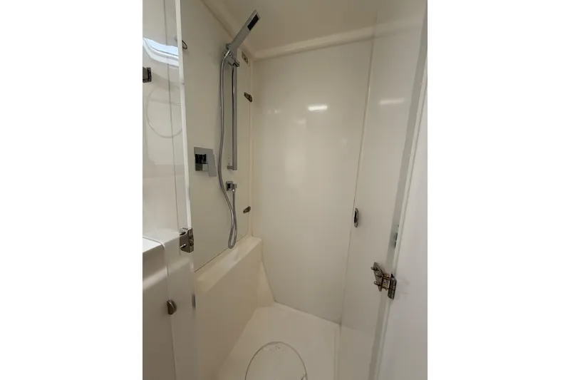 Slide: The Image of Shower area in 2015 Leopard 51 Powercat yacht, featuring modern fixtures and sleek design. - 39