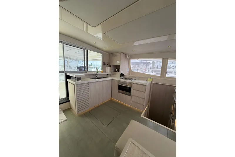 Slide: The Image of Modern kitchen interior on a 2015 Leopard 51 Powercat yacht. - 53