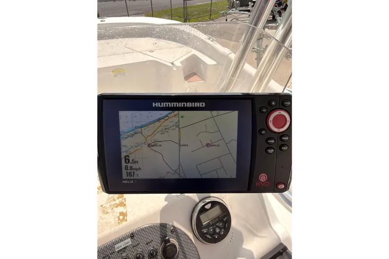 Slide: The Image of Humminbird GPS display on 2013 Carolina Skiff 198 DLV boat dashboard. - 16