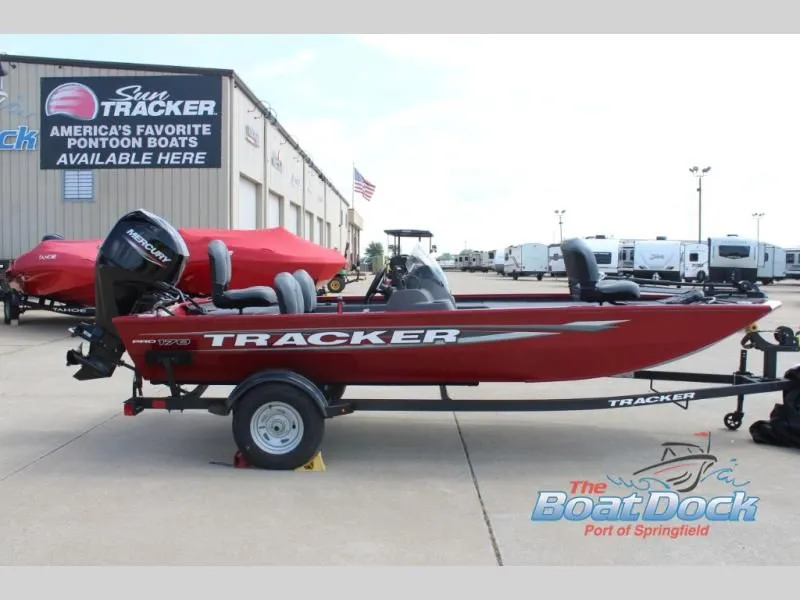 The Image of Red 2026 Pro Team 170 boat on trailer at The Boat Dock. - 1