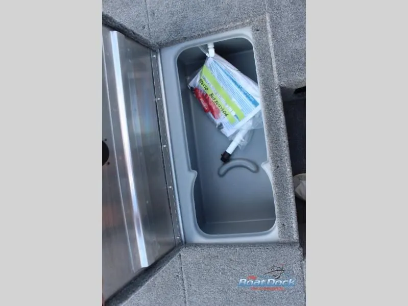 Slide: The Image of Pro Team 170 boat storage compartment with accessories, 2026 model. - 16