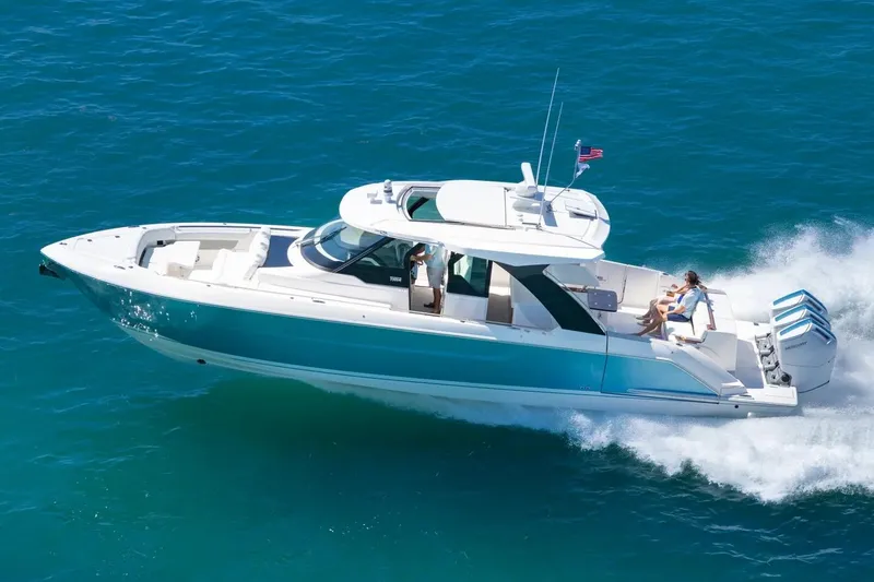 The Image of Manufacturer Provided Image: 2026 Tiara Yachts 46 LS cruising on blue ocean waters. - 0