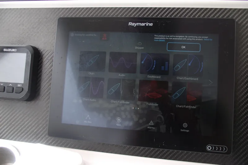 Slide: The Image of Raymarine navigation display on 2024 Highfield Sport 760 boat dashboard. - 20
