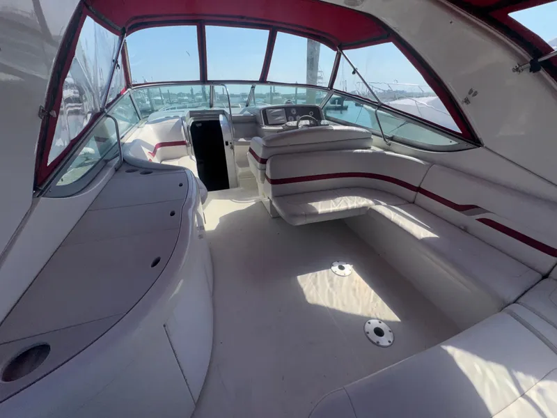 Slide: The Image of Interior of a 2001 Formula 37 SUPER SPORT yacht with red canopy. - 7