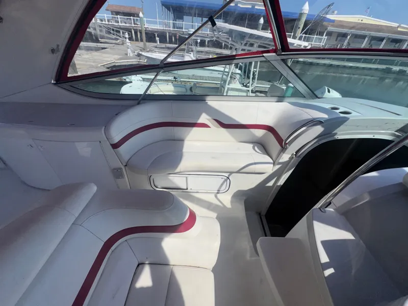 Slide: The Image of Interior of a 2001 Formula 37 SUPER SPORT yacht with white seating. - 8