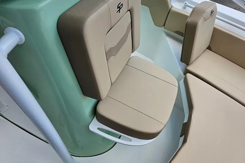 Slide: The Image of Beige seating on 2026 Sea Pro 225FLX Sandbar boat interior. - 23
