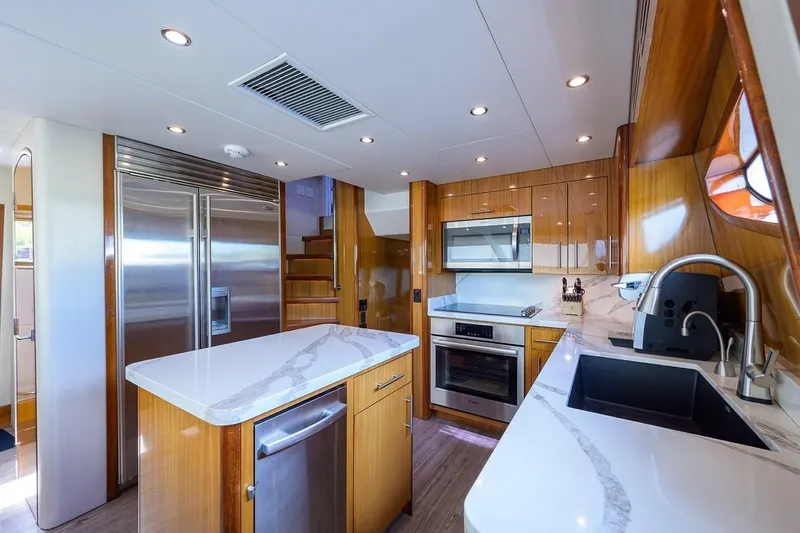 Slide: The Image of Luxurious kitchen interior of 2007 Hatteras 80 Motor Yacht with modern appliances. - 19