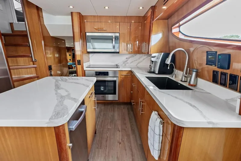 Slide: The Image of Luxurious kitchen interior of 2007 Hatteras 80 Motor Yacht with modern appliances. - 15