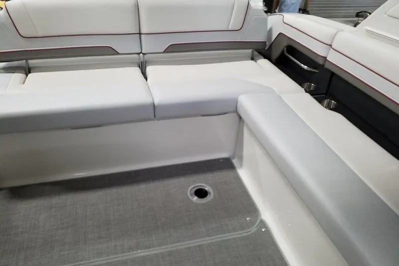 Slide: The Image of 2020 Formula 330 Crossover Bowrider interior seating with sleek, modern design and comfortable upholstery. - 7
