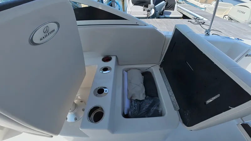 Slide: The Image of Interior of 2024 Sailfish 226 DC with storage compartment. - 20