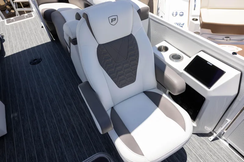 Slide: The Image of Luxurious seating on the 2026 Premier 270 Intrigue RF - CL boat, featuring modern design and amenities. - 13
