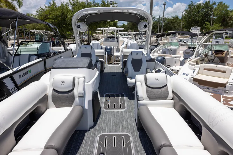 Slide: The Image of Premier 270 Intrigue RF - CL 2026 boat interior with luxurious seating and modern design. - 16