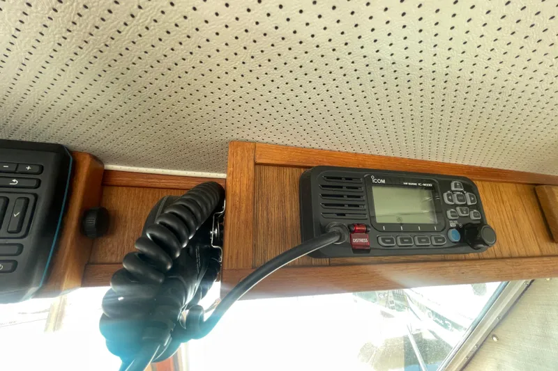 Slide: The Image of VHF marine radio installed on 1974 Tollycraft 37 Sedan boat dashboard. - 29