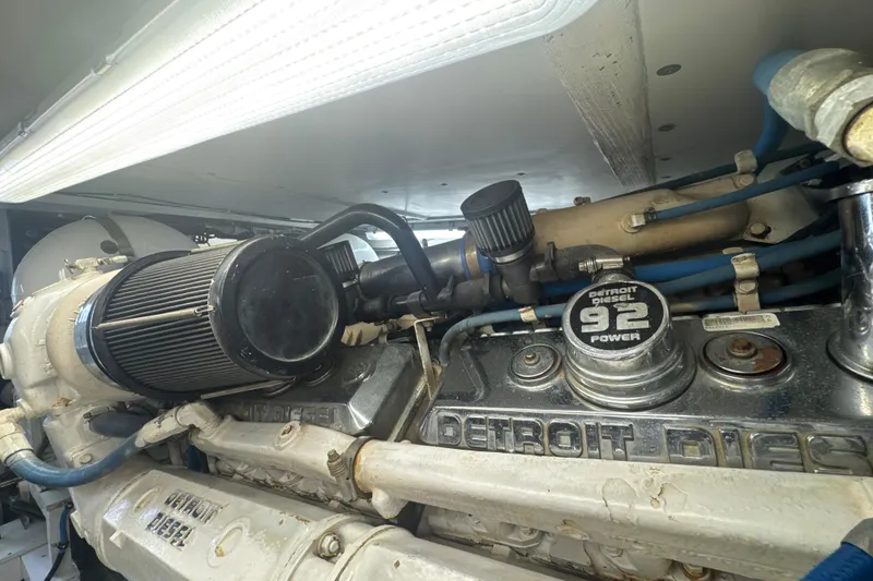 Slide: The Image of Engine of a 1997 Bertram 54 Convertible with Detroit Diesel 92 Power. - 41