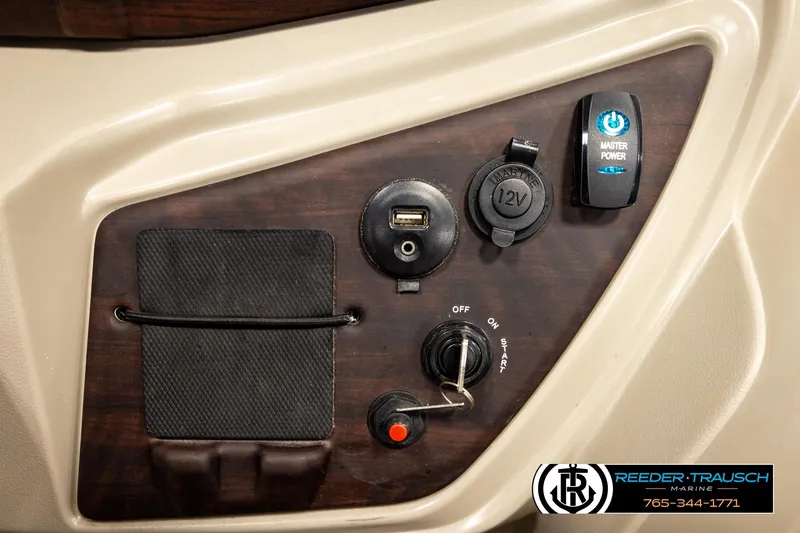 Slide: The Image of Control panel of 2019 Berkshire 24 SB2 CTS boat with power and USB ports. - 41